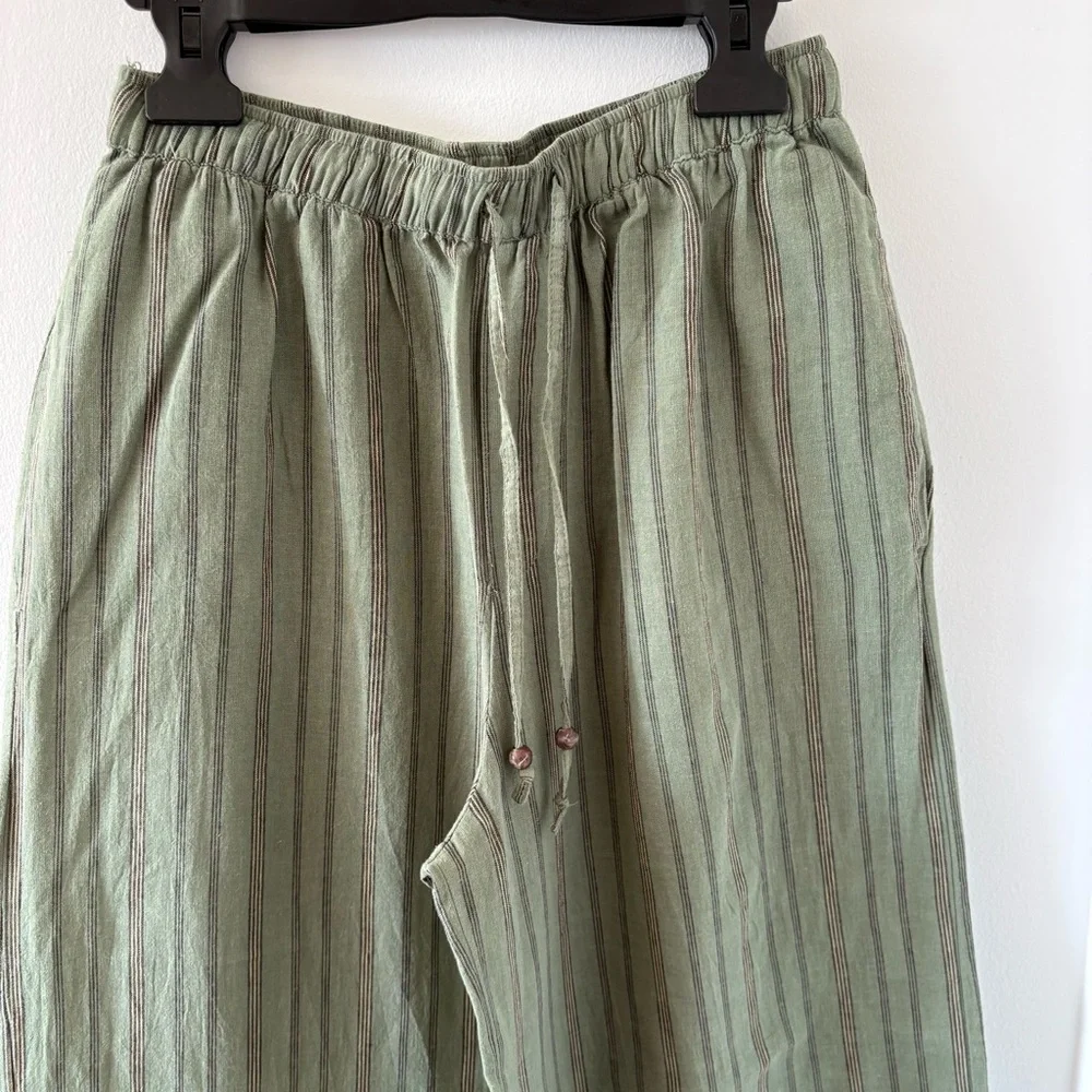 Zara Striped Linen & Cotton Blend Long Pants Bottom Size‎ M NWOT